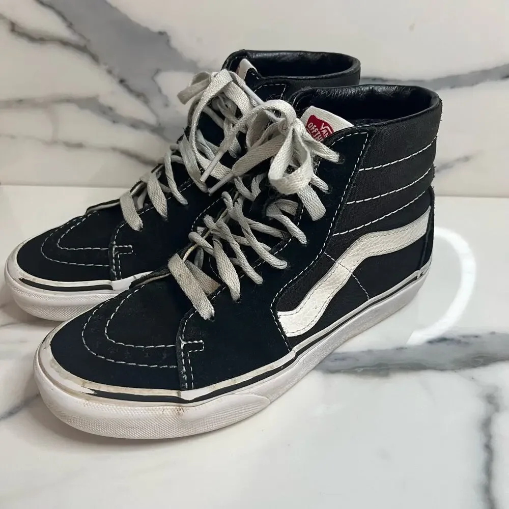Vans Unisex Black White Suede High Top Skateboard Shoes M Sz 4.5 W Sz 6